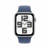 Apple Watch SE GPS + Cellular, koperta 40 mm z aluminium w kolorze srebrnym z paskiem sportowym w kolorze denim - rozmiar M/L